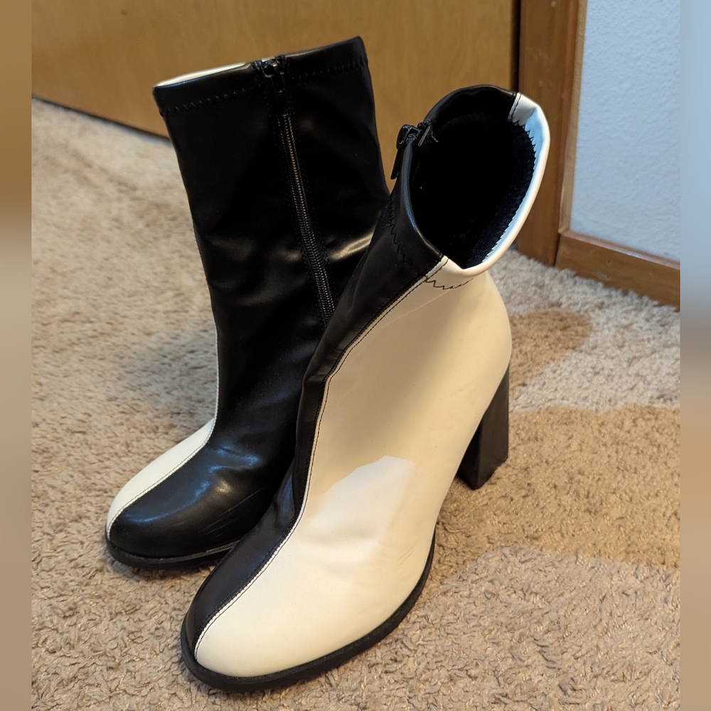 Black and White split boots